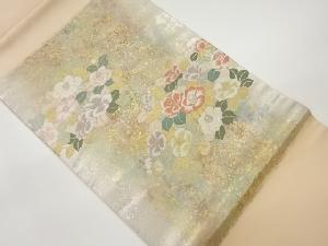 引箔花輪模様織出し開き名古屋帯(額縁仕立て)